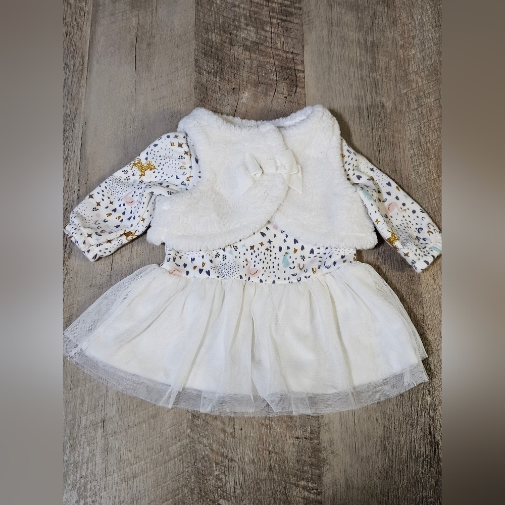 Carters NB Long Sleeve Dress With Vest